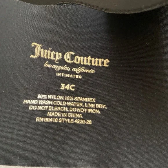 Juicy Couture Y2K T-Shirt Bra Womens 34C Black Logo Strap Underwire Padded - Picture 4 of 5